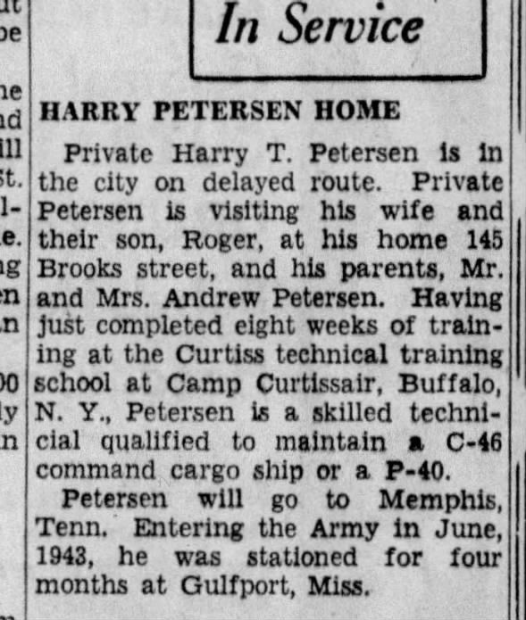 Harry T Petersen Army Training